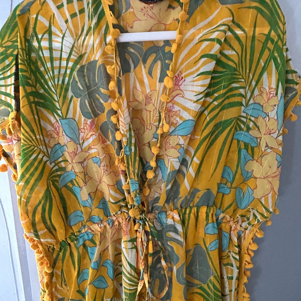 Tropical Yellow and Green Swim Coverup